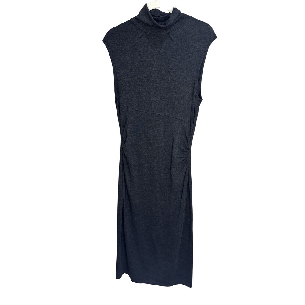 Diane Von Furstenberg Dress Womens 8 Gray Mockneck Sleeveless Sheath Midi